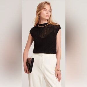 Ted Baker Black Cap Sleeve Blouse. Size 6.